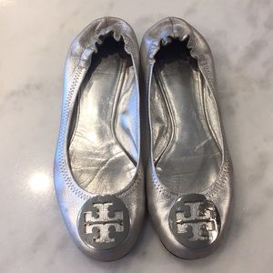 Silver Tory Burch flats
